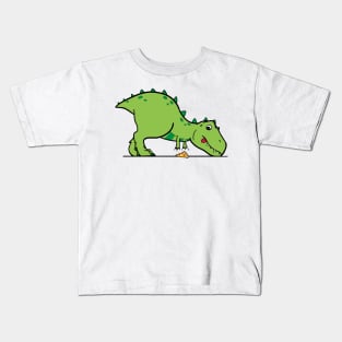 cute t-rex reaching for pizza Kids T-Shirt